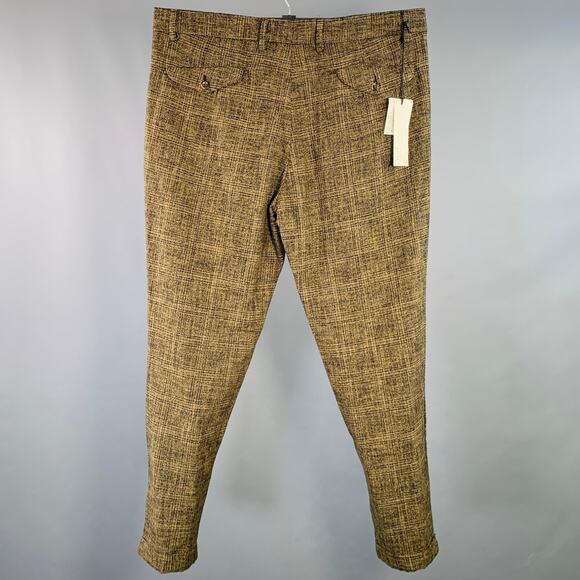 MYTHS Size 38 Yellow Black Plaid Wool Cotton Zip Fly Dress Pants - Picture 3 of 9